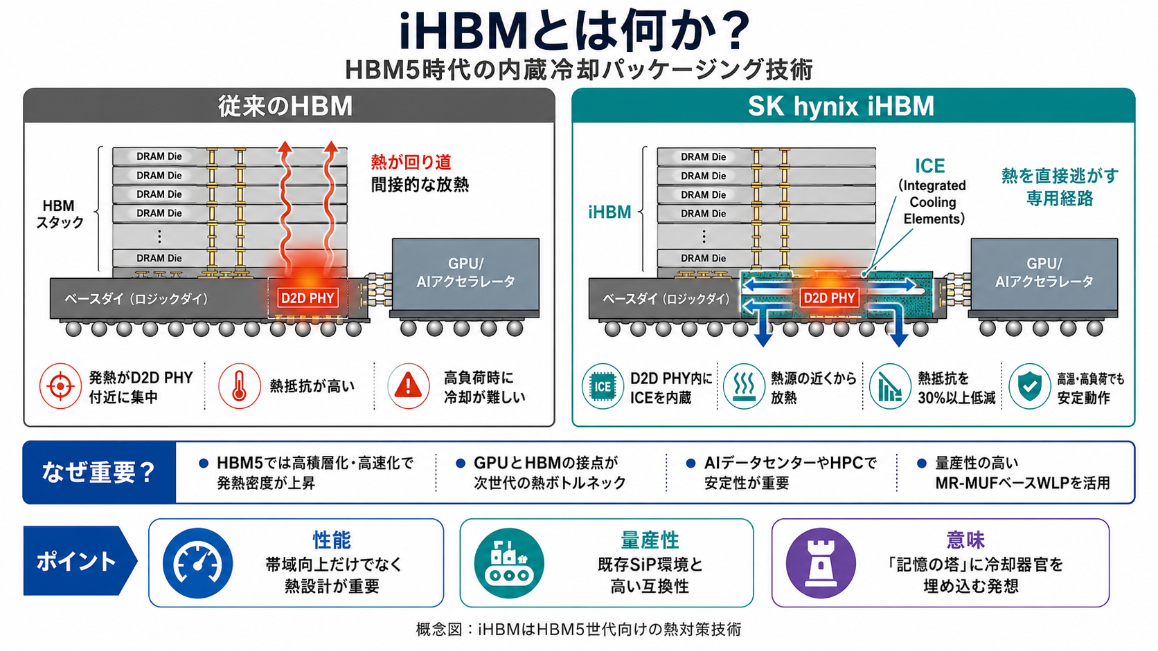 iHBMはD2D PHY近傍に冷却経路を埋め込む