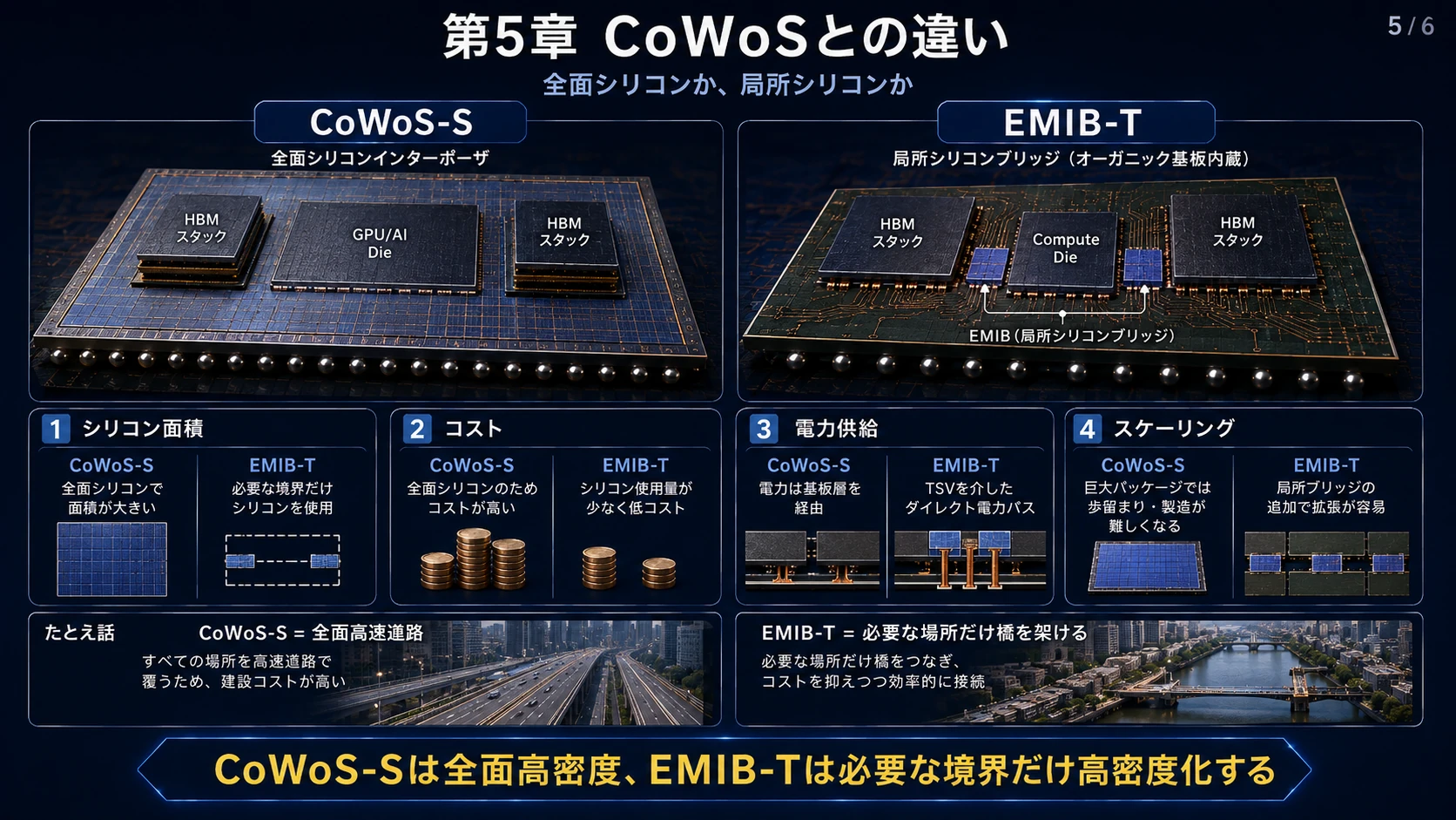 CoWoSと局所ブリッジ方式の比較 01