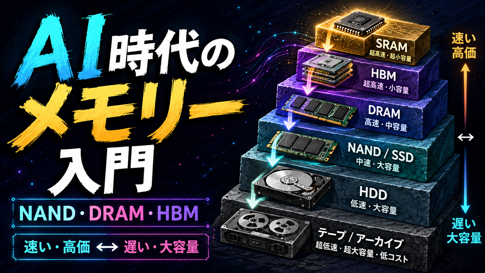 NAND・DRAM・HBMの違いから始める、AI時代のメモリー入門