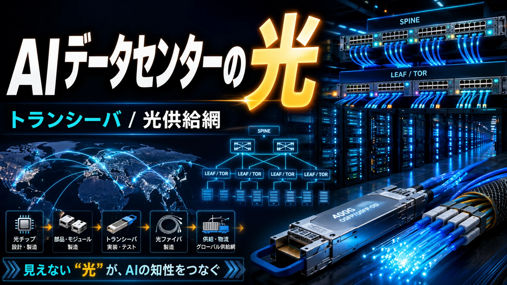 AIデータセンターの「光」は誰が作っているのか――Tomahawk・Nova・Innolight・Leaf/Spineを一枚につなぐ