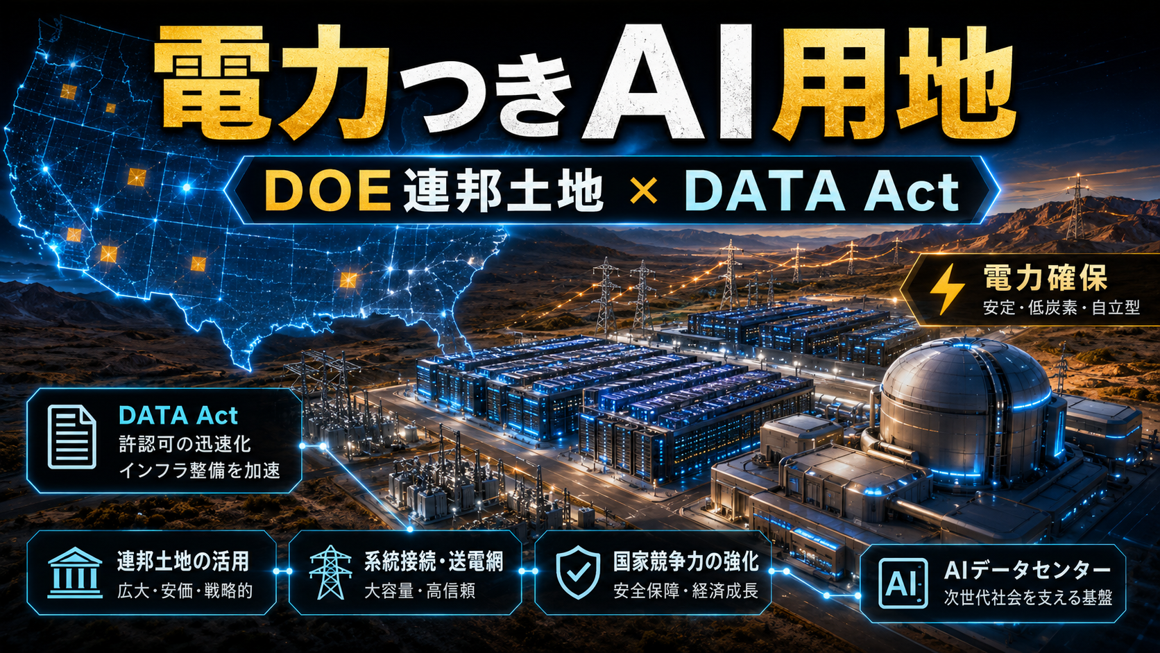 DOE連邦土地活用とDATA Act: 電力つきAIデータセンターという新しい立地戦略
