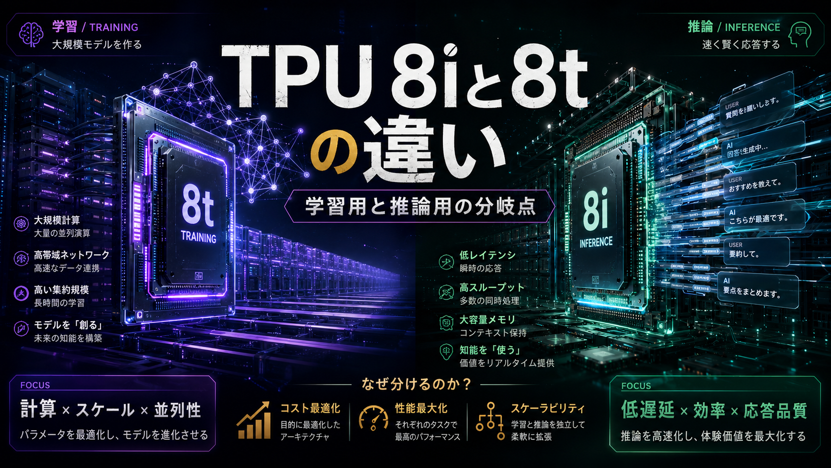 TPU 8iとTPU 8tの違い: GoogleがAIチップを学習と推論に分けた理由