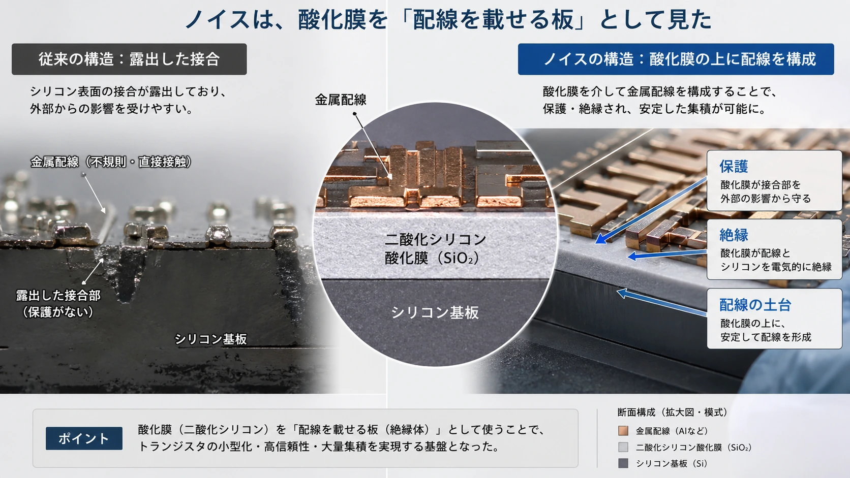 図解: 9.ノイスは、酸化膜を「配線を載せる板」として見た