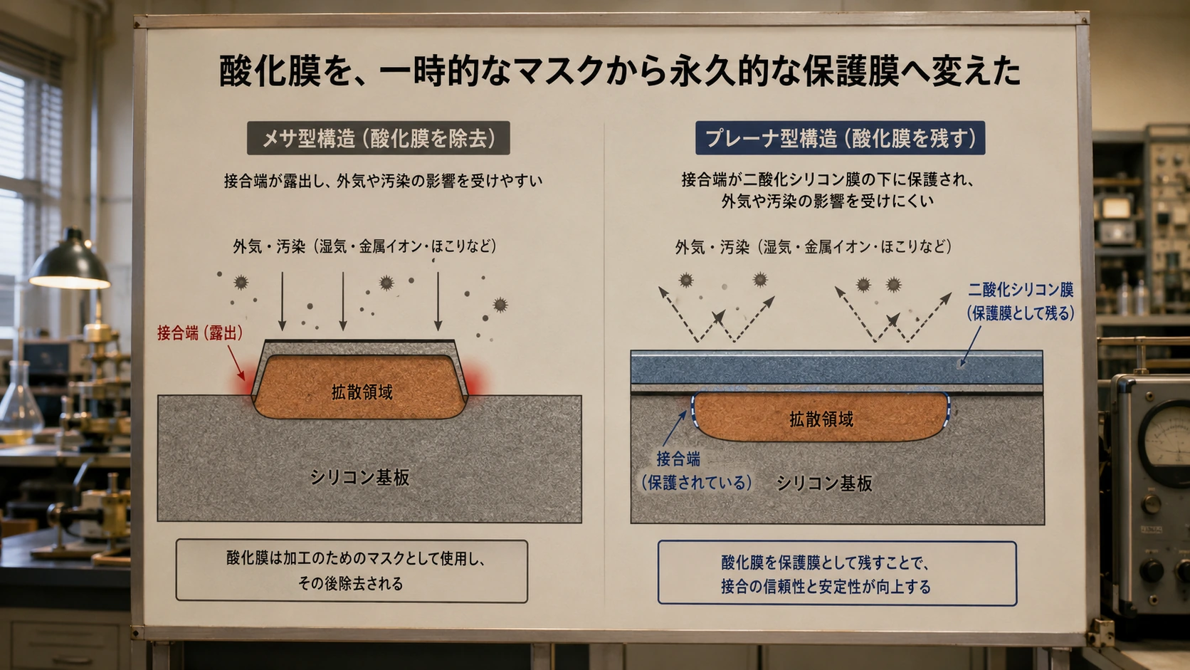 図解: 13.5 プレーナ工程と金属配線――回路を平面上の製造工程へ変える(1/8)