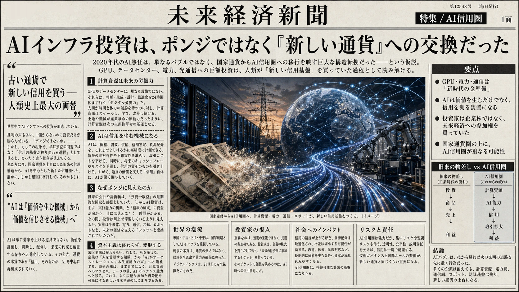 AIインフラ投資は、ポンジではなく「新しい通貨」への交換だったの図解(1)
