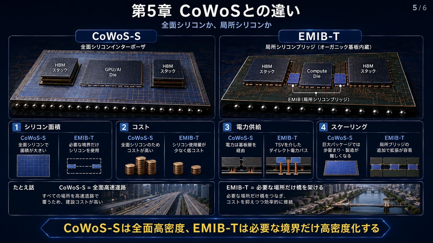 CoWoSと局所ブリッジ方式の比較 01
