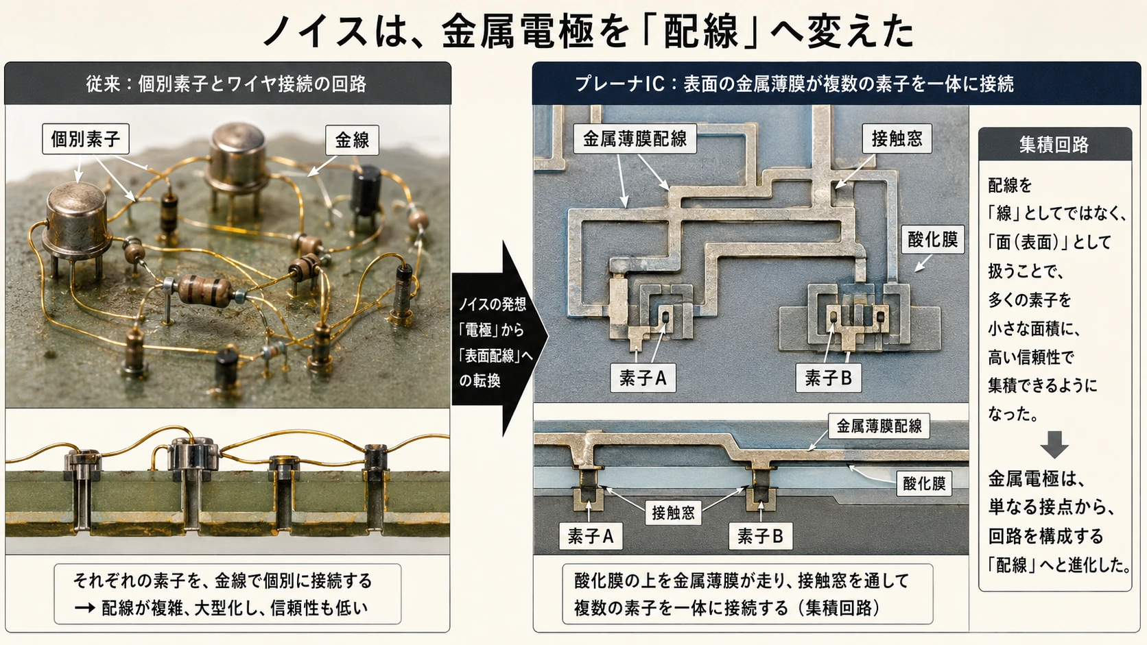 図解: 13.5 プレーナ工程と金属配線――回路を平面上の製造工程へ変える(5/8)