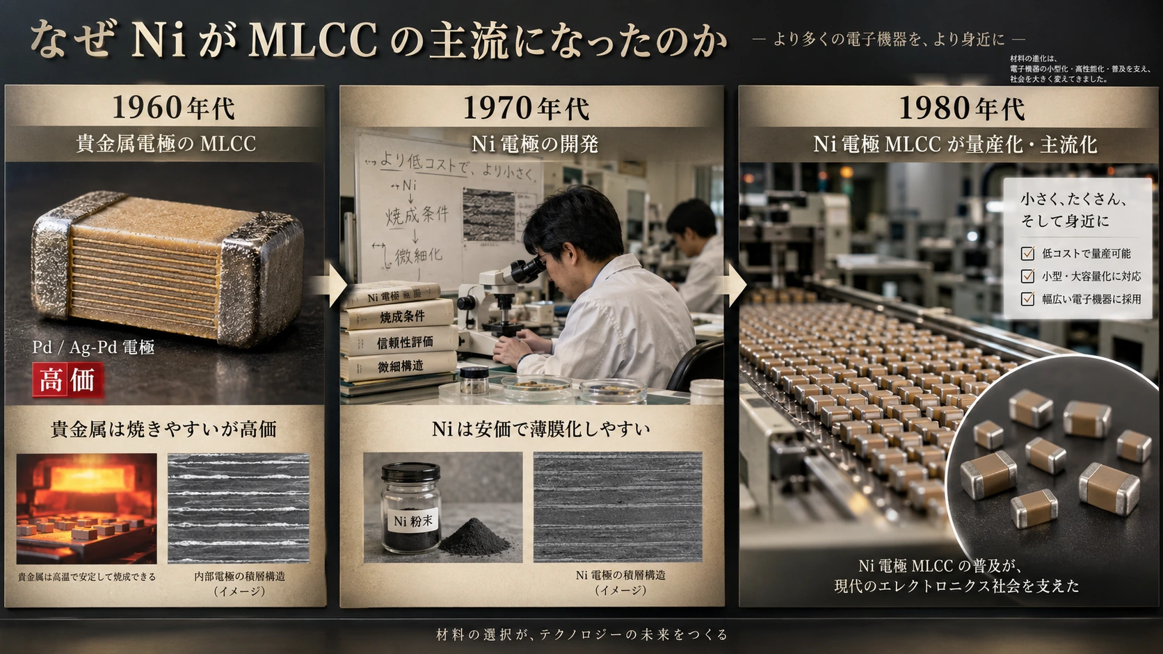 図解: 4.なぜ導体にNi、絶縁体にBaTiO₃が使われるようになったのか(1/2)