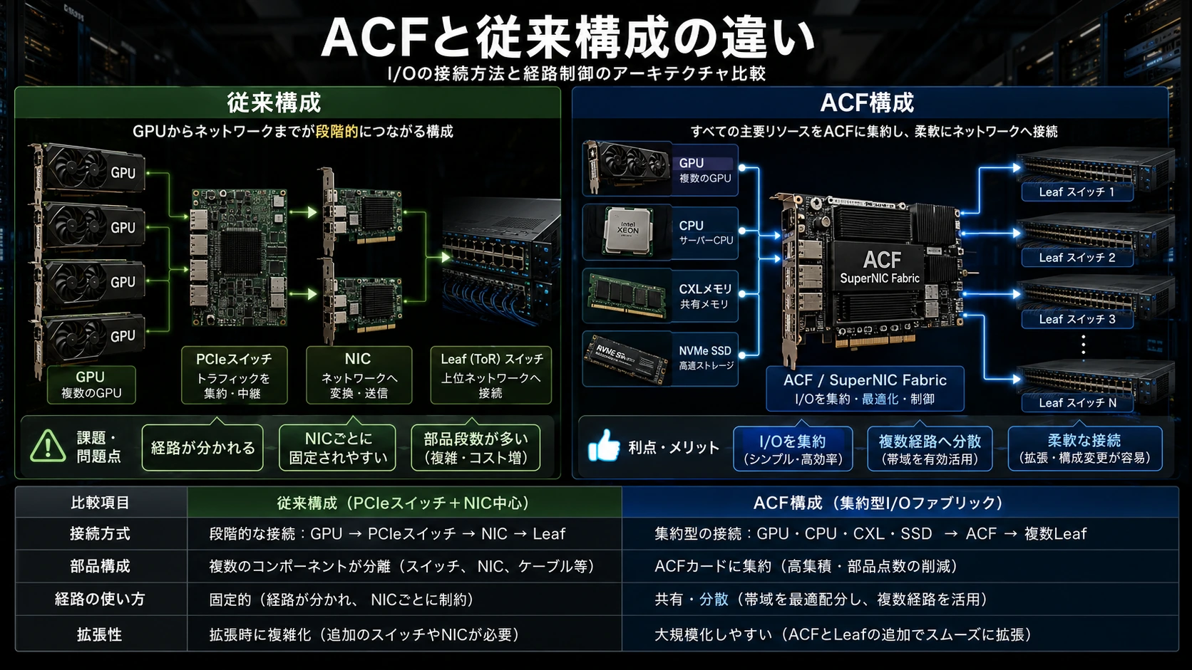 ACF-Sと従来I/O構成の違い