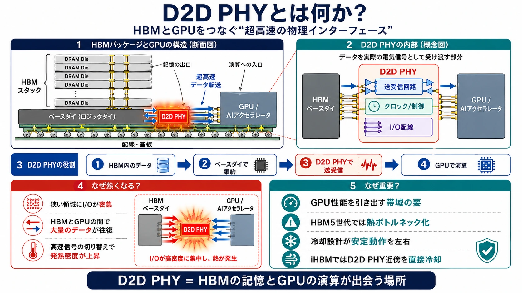 D2D PHYはHBMの記憶とGPUの演算が出会う場所