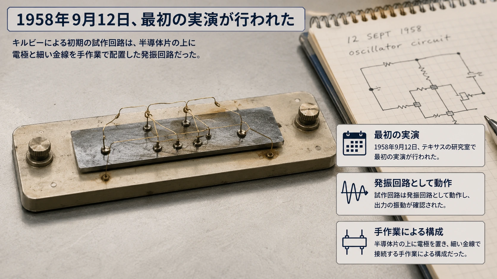 図解: 5.1958年9月12日、最初の実演が行われた