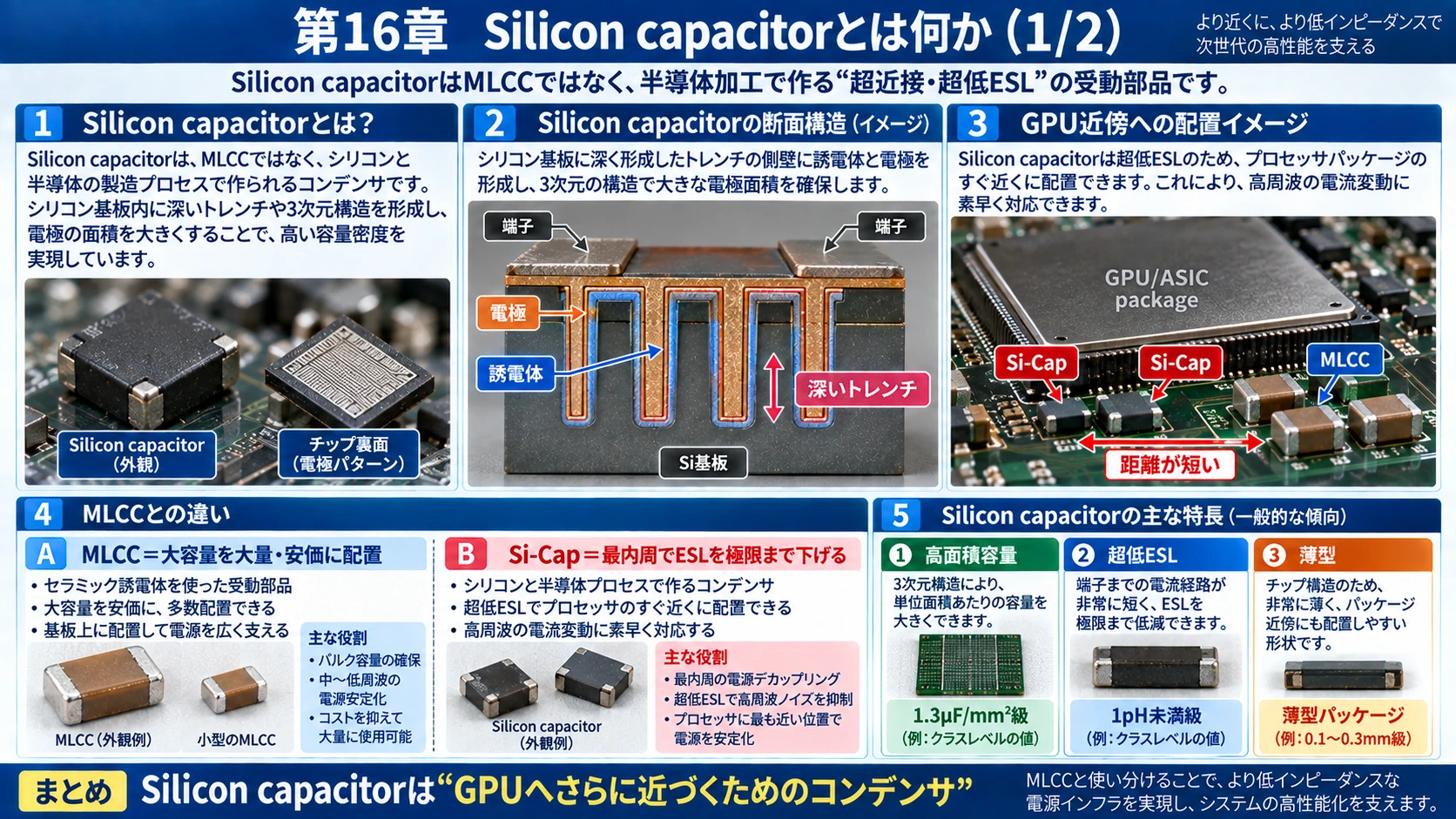 図解: 16.Silicon capacitor――MLCCよりさらにGPUへ近づく(1/2)