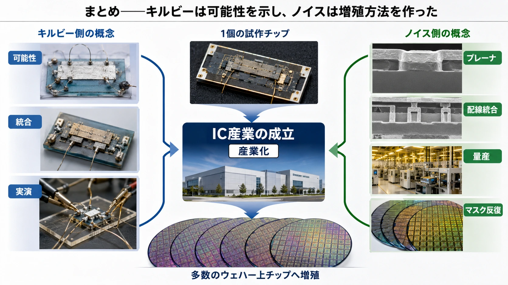 図解: 22.ICは、プリント基板をシリコンの中へ折り畳んだ(2/2)