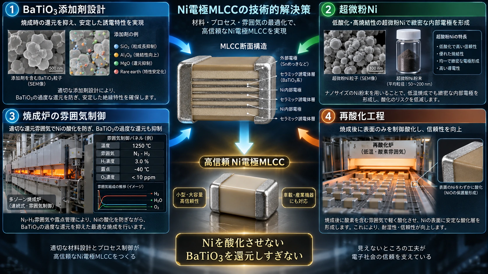 図解: 5.しかしNiとBaTiO₃を一緒に焼くのは非常に難しい(2/2)