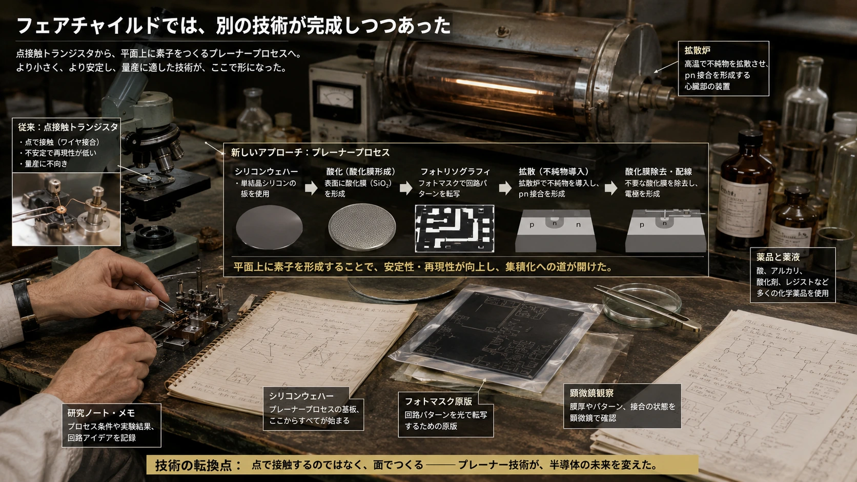 図解: 8.フェアチャイルドでは、別の技術が完成しつつあった