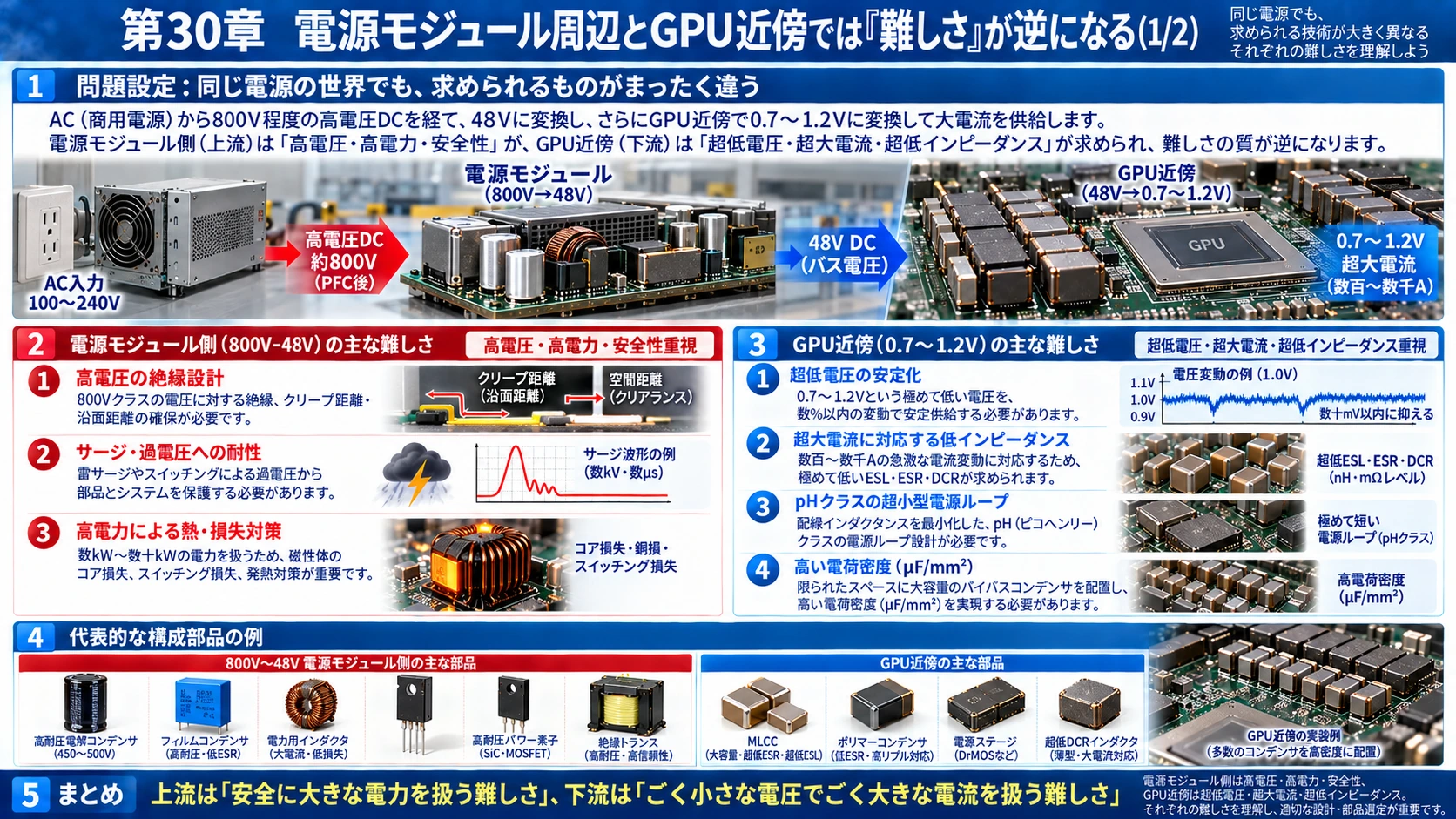 図解: 30.電源モジュール周辺とGPU近傍では「難しさ」が逆になる(1/2)