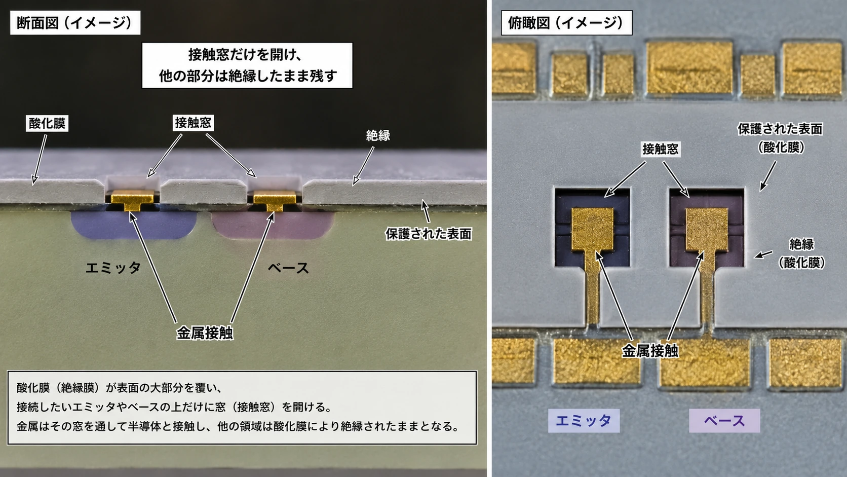 図解: 13.5 プレーナ工程と金属配線――回路を平面上の製造工程へ変える(4/8)