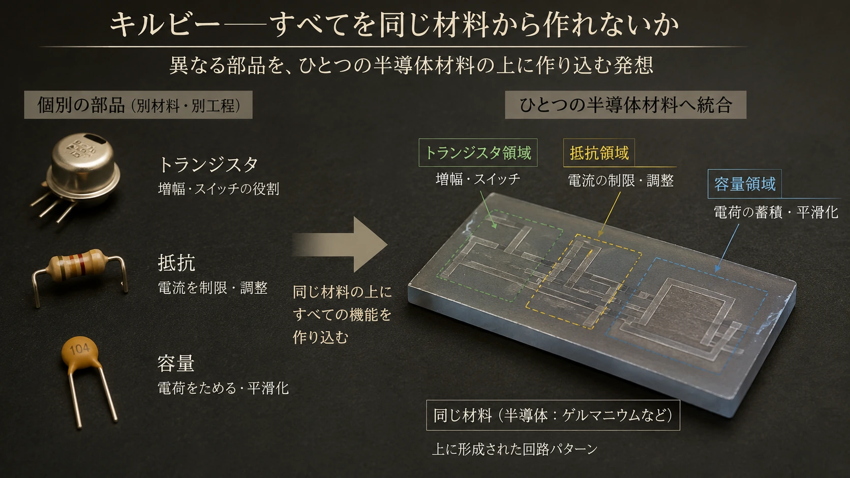 図解: 3.キルビー――すべてを同じ材料から作れないか