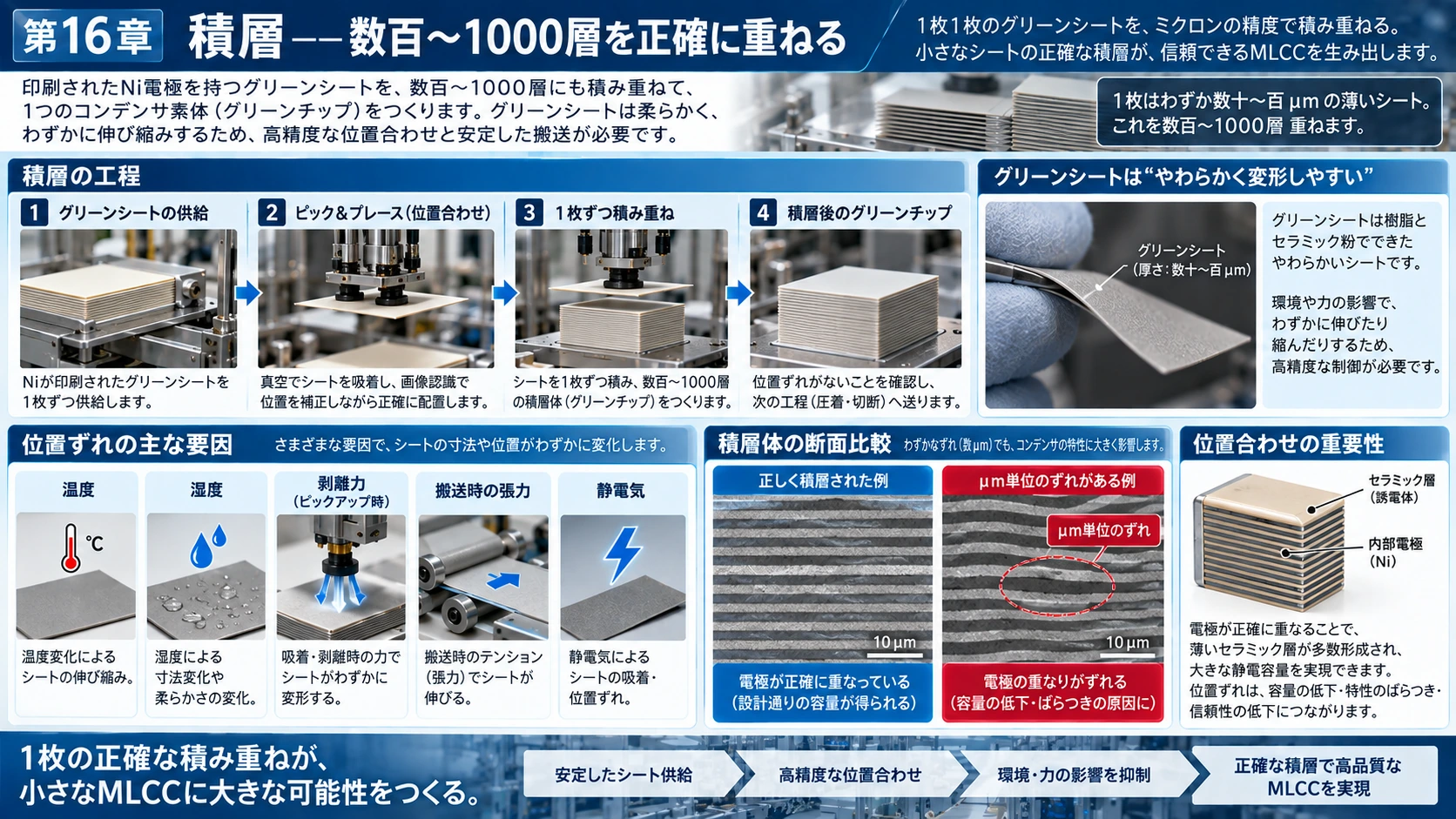 図解: 16.積層――数百~1000層を正確に重ねる