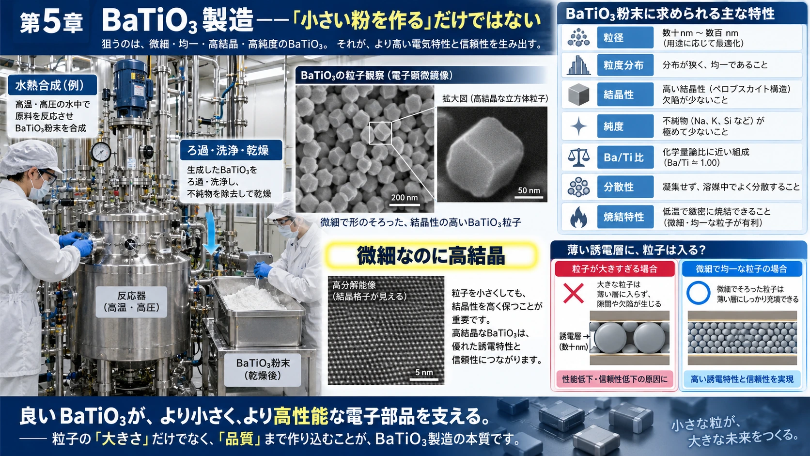 図解: 5.BaTiO₃製造――「小さい粉を作る」だけではない